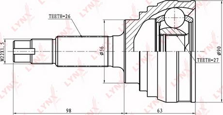 LYNXauto CO-7514 - Шарнирный комплект, ШРУС, приводной вал unicars.by