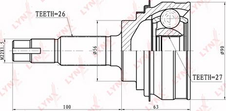 LYNXauto CO-7513 - Шарнирный комплект, ШРУС, приводной вал unicars.by