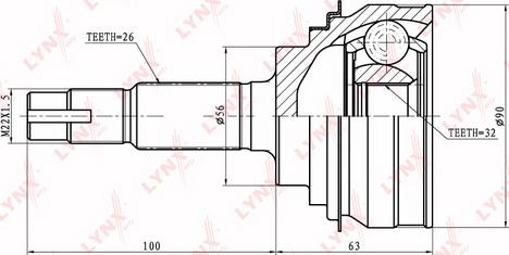 LYNXauto CO-7538 - Шарнирный комплект, ШРУС, приводной вал unicars.by