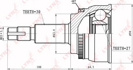 LYNXauto CO-7524A - Шарнирный комплект, ШРУС, приводной вал unicars.by