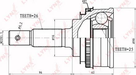 LYNXauto CO-7525A - Шарнирный комплект, ШРУС, приводной вал unicars.by