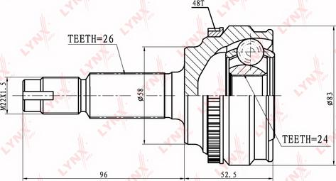 LYNXauto CO-7520A - Шарнирный комплект, ШРУС, приводной вал unicars.by