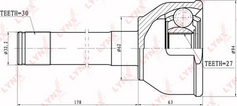 LYNXauto CO-7528 - Шарнирный комплект, ШРУС, приводной вал unicars.by