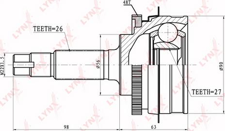 LYNXauto CO-7523A - Шарнирный комплект, ШРУС, приводной вал unicars.by