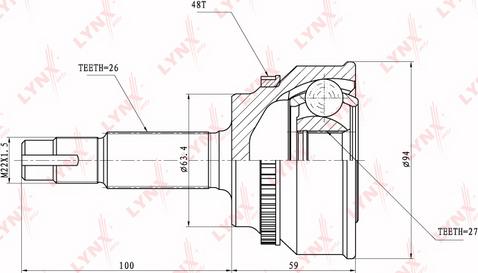 LYNXauto CO-7522A - Шарнирный комплект, ШРУС, приводной вал unicars.by