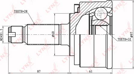 LYNXauto CO-7800 - Шарнирный комплект, ШРУС, приводной вал unicars.by