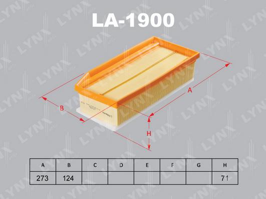 LYNXauto LA-1900 - Воздушный фильтр, двигатель unicars.by