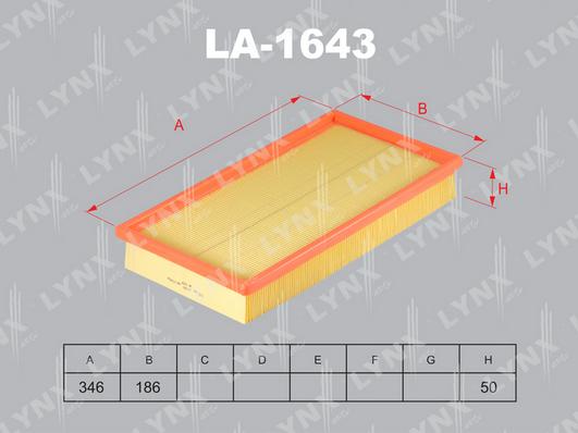 LYNXauto LA-1643 - Воздушный фильтр, двигатель unicars.by