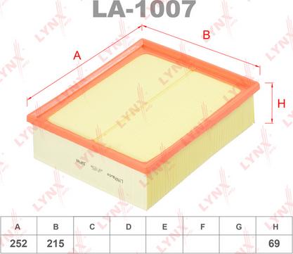 LYNXauto LA-1007 - Воздушный фильтр, двигатель unicars.by