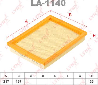 LYNXauto LA-1140 - Воздушный фильтр, двигатель unicars.by