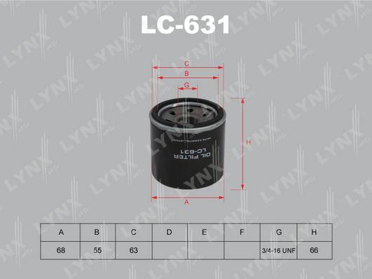 LYNXauto LC-631 - Масляный фильтр unicars.by