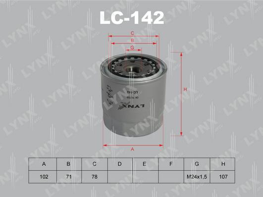 LYNXauto LC-142 - Масляный фильтр unicars.by