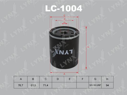 LYNXauto LC-1004 - Масляный фильтр unicars.by