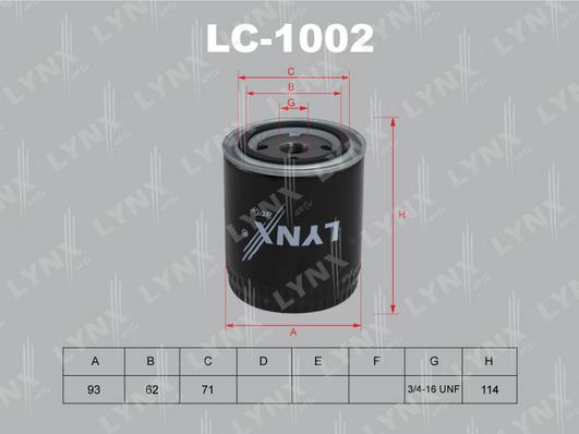 LYNXauto LC-1002 - Масляный фильтр unicars.by