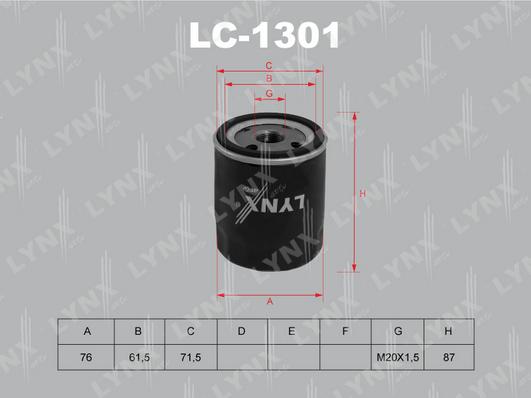 LYNXauto LC-1301 - Масляный фильтр unicars.by