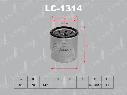 LYNXauto LC-1314 - Масляный фильтр unicars.by