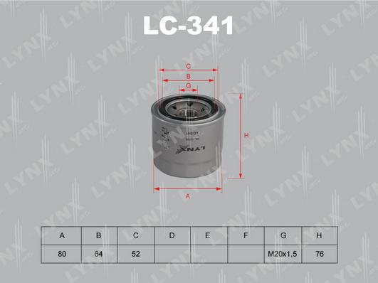 LYNXauto LC-341 - Масляный фильтр unicars.by