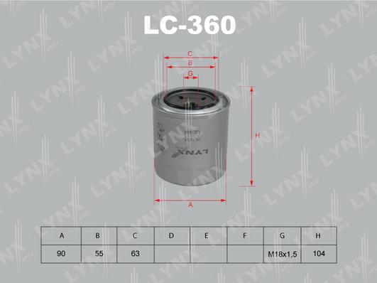 LYNXauto LC-360 - Масляный фильтр unicars.by