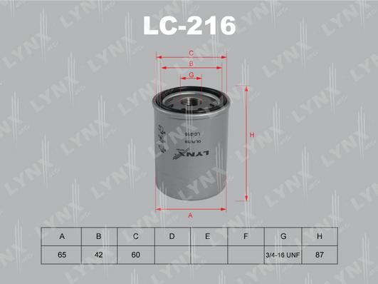 LYNXauto LC-216 - Масляный фильтр unicars.by