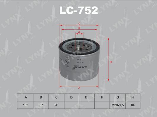 LYNXauto LC-752 - Масляный фильтр unicars.by