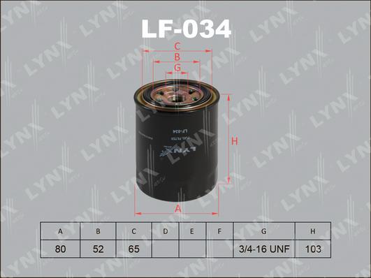 LYNXauto LF-034 - Топливный фильтр unicars.by