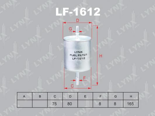 LYNXauto LF-1612 - Топливный фильтр unicars.by