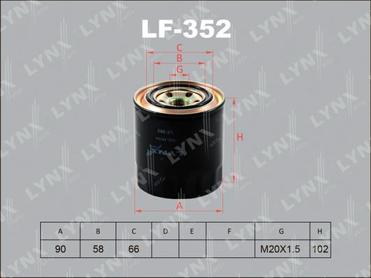 LYNXauto LF-352 - Топливный фильтр unicars.by