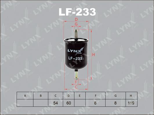 LYNXauto LF-233 - Топливный фильтр unicars.by