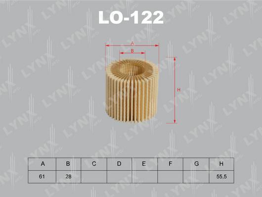 LYNXauto LO-122 - Масляный фильтр unicars.by