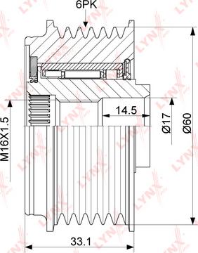 LYNXauto PA-1096 - Шкив генератора, муфта unicars.by