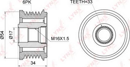 LYNXauto PA-1046 - Шкив генератора, муфта unicars.by