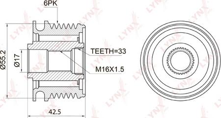 LYNXauto PA-1009 - Шкив генератора, муфта unicars.by