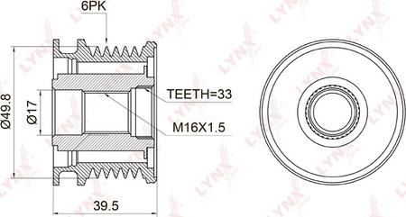 LYNXauto PA-1005 - Шкив генератора, муфта unicars.by