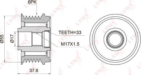 LYNXauto PA-1006 - Шкив генератора, муфта unicars.by