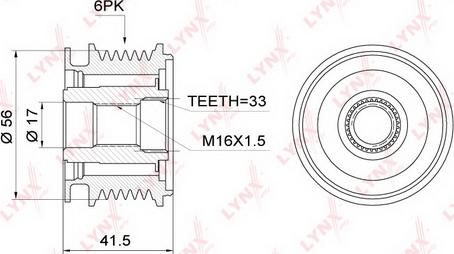 LYNXauto PA-1001 - Шкив генератора, муфта unicars.by