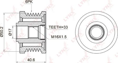 LYNXauto PA-1007 - Шкив генератора, муфта unicars.by