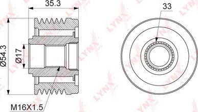 LYNXauto PA-1036 - Шкив генератора, муфта unicars.by