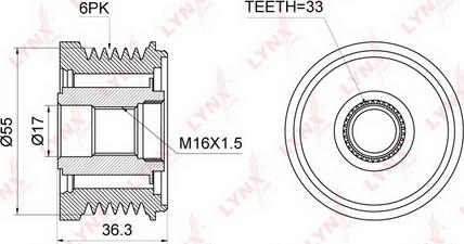 LYNXauto PA-1074 - Шкив генератора, муфта unicars.by