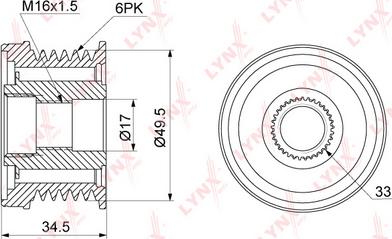 LYNXauto PA-1107 - Шкив генератора, муфта unicars.by