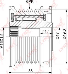 LYNXauto PA-1114 - Шкив генератора, муфта unicars.by