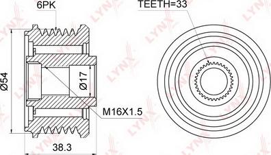 LYNXauto PA-1137 - Шкив генератора, муфта unicars.by