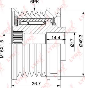 LYNXauto PA-1125 - Шкив генератора, муфта unicars.by