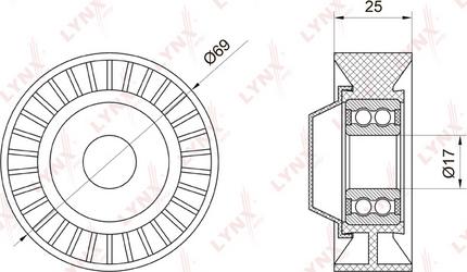 LYNXauto PB-5007 - Ролик, поликлиновый ремень unicars.by