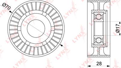 LYNXauto PB-5228 - Ролик, поликлиновый ремень unicars.by