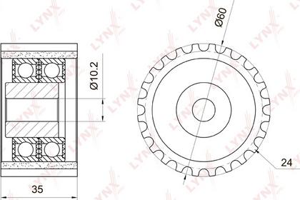 LYNXauto PB-3034 - Направляющий ролик, зубчатый ремень ГРМ unicars.by