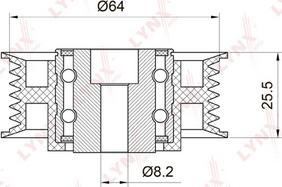LYNXauto PB-7016 - Ролик, поликлиновый ремень unicars.by