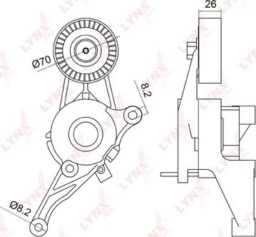 LYNXauto PT-3041 - Натяжитель, поликлиновый ремень unicars.by