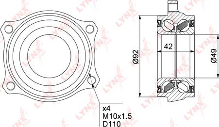 LYNXauto WB-1474 - Комплект подшипника ступицы колеса unicars.by