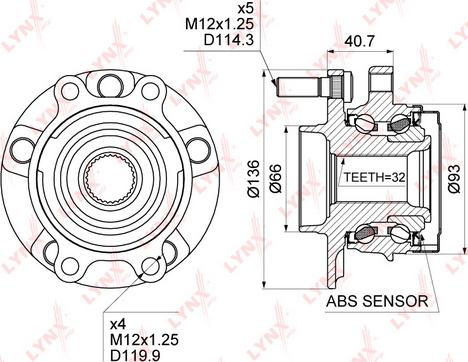 LYNXauto WH-1473 - Комплект подшипника ступицы колеса unicars.by