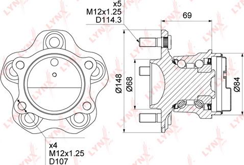 LYNXauto WH-1016 - Комплект подшипника ступицы колеса unicars.by